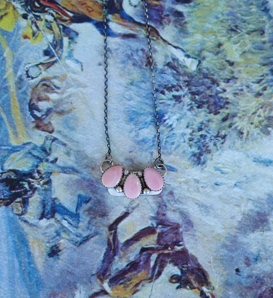 Jimson Belin 3 Stone Pink Conch Necklace