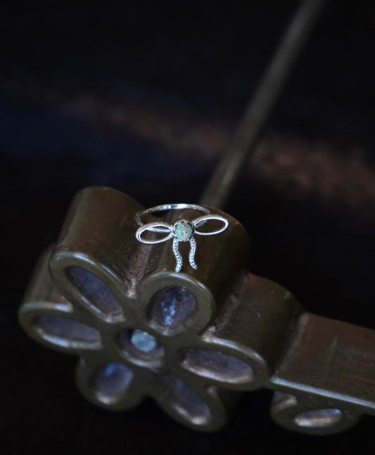Turquoise Bow Ring - Sz 9
