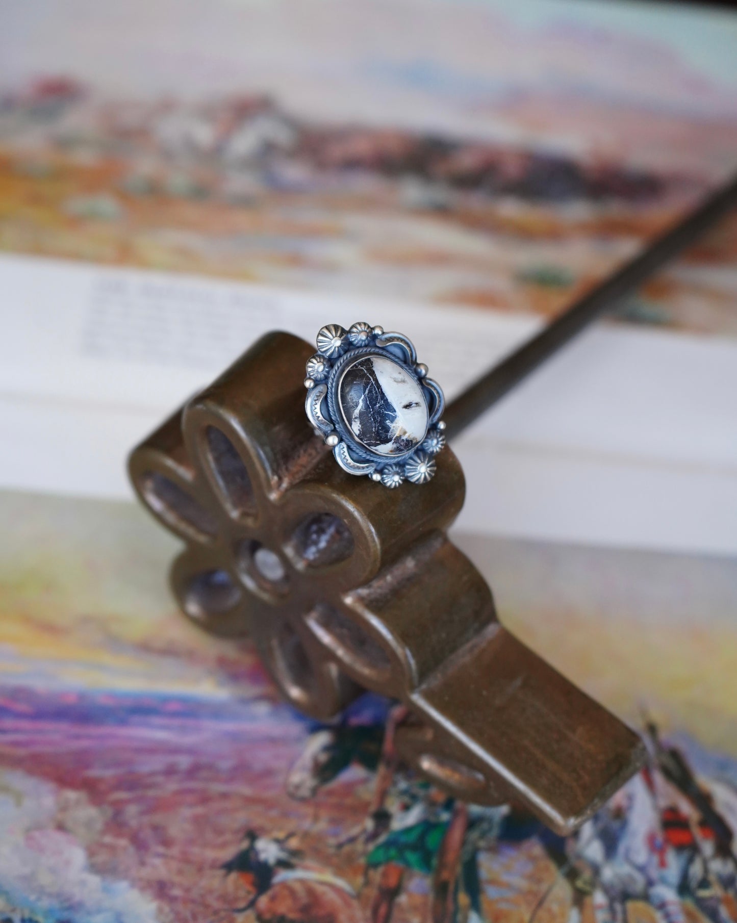 Bennie Ramone White Buffalo Ring - Adj