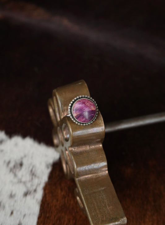 Eli Skeets Round Purple Spiny Ring - Sz 7.5