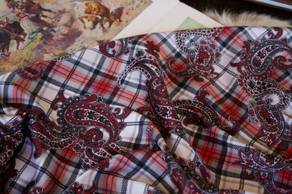 Red Plaid Paisley DS Wild Rag