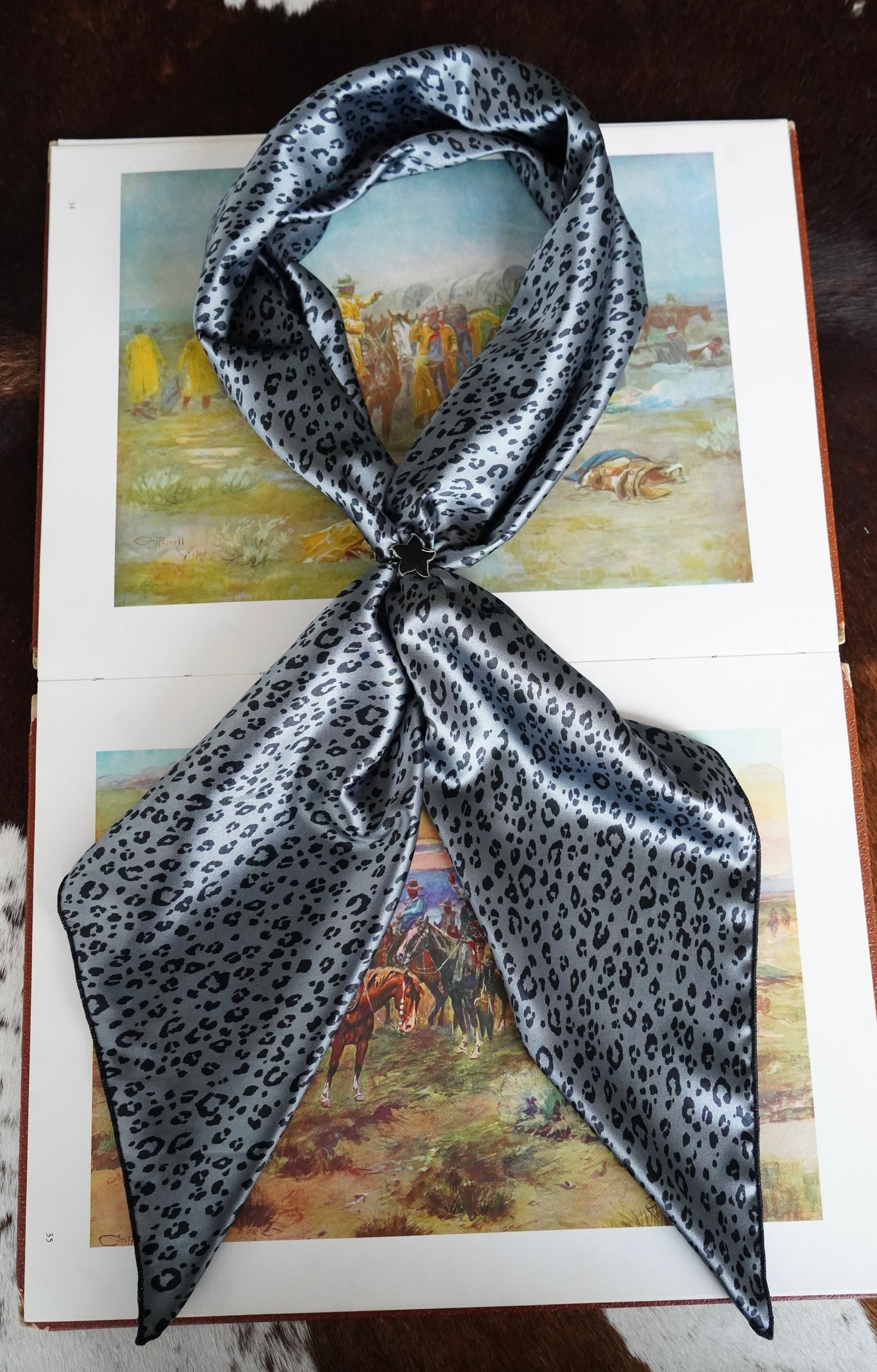 Black & Grey Dainty Cheetah Print Wild Rag