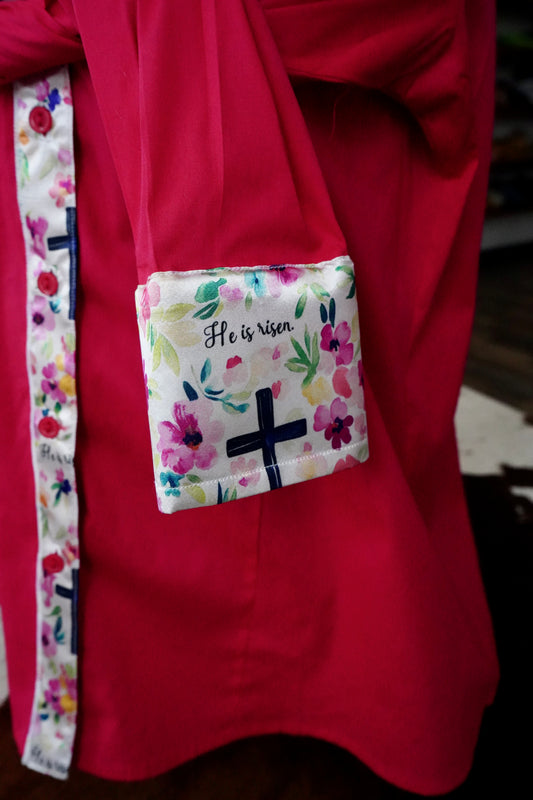 3XL - He Is Risen on Hot Pink Cotton Button Down