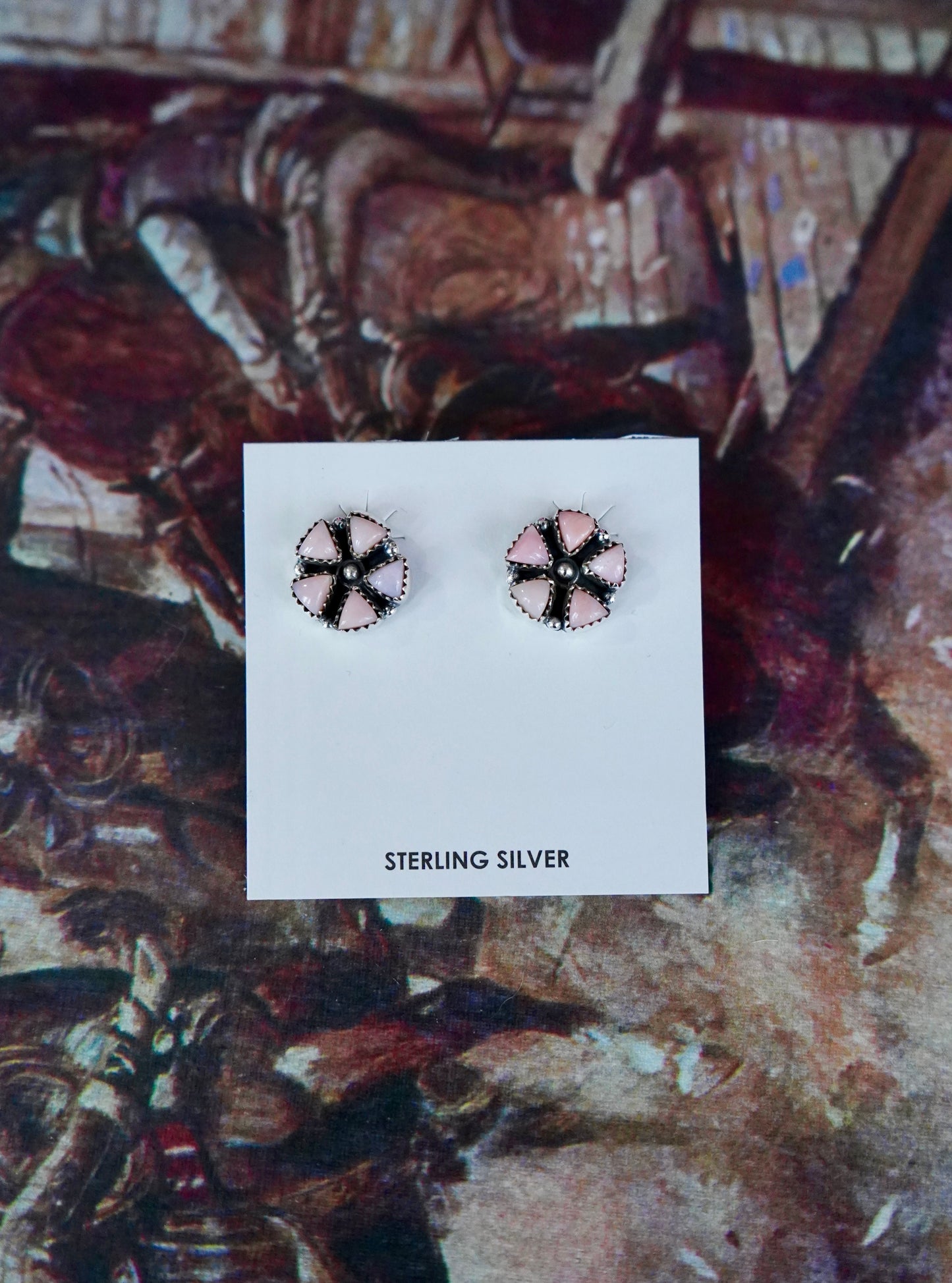 4 Stone Flower Cluster Stud Earrings