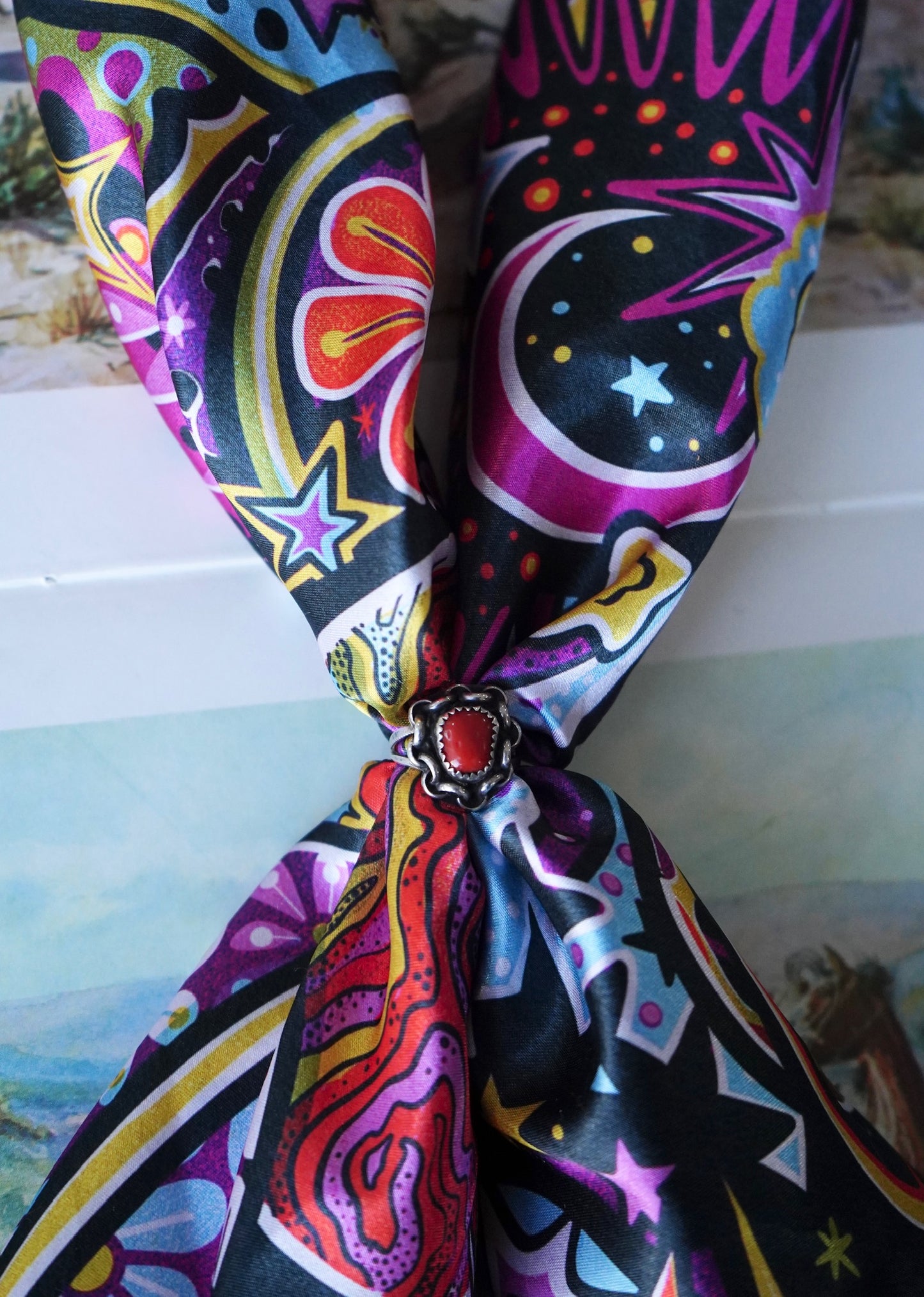 Groovy Drawn Space Explosion Wild Rag