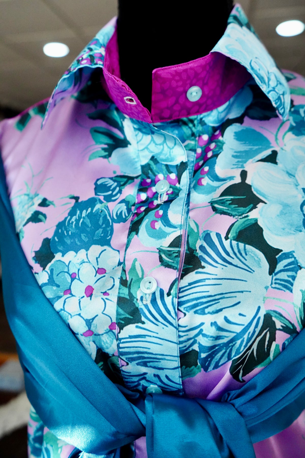 Daisy Original Teal Floral w/ Magenta & Teal Button Down - Size 16