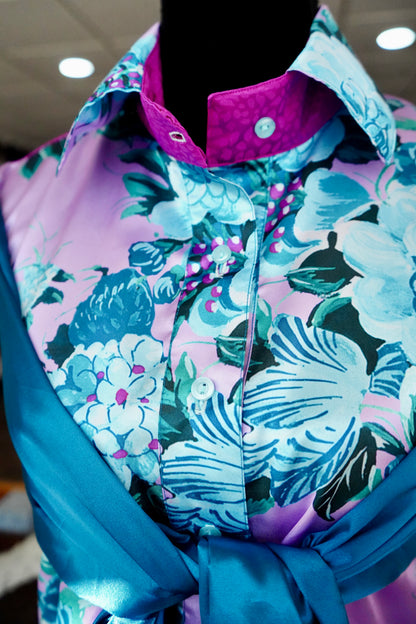 Daisy Original Teal Floral w/ Magenta & Teal Button Down - Size 16
