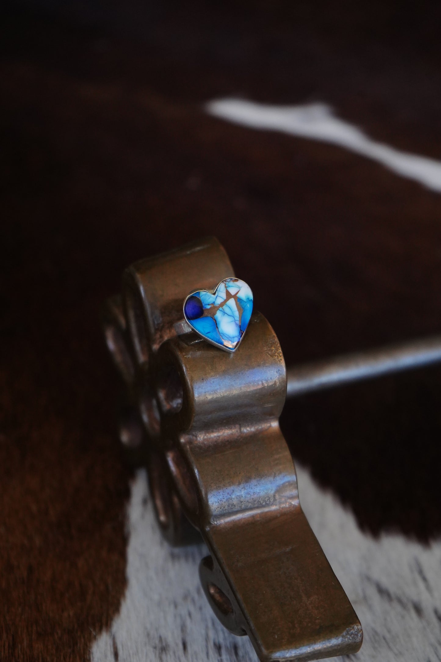 Blue Dahlia Heart Ring - Sz 7.5
