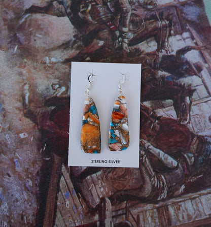 Turquoise Slab Fish Hook Earrings
