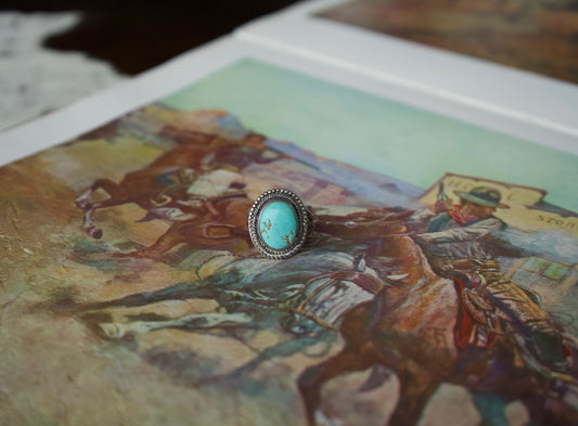 Round Easter Blue Turquoise Ring - Size 5.5