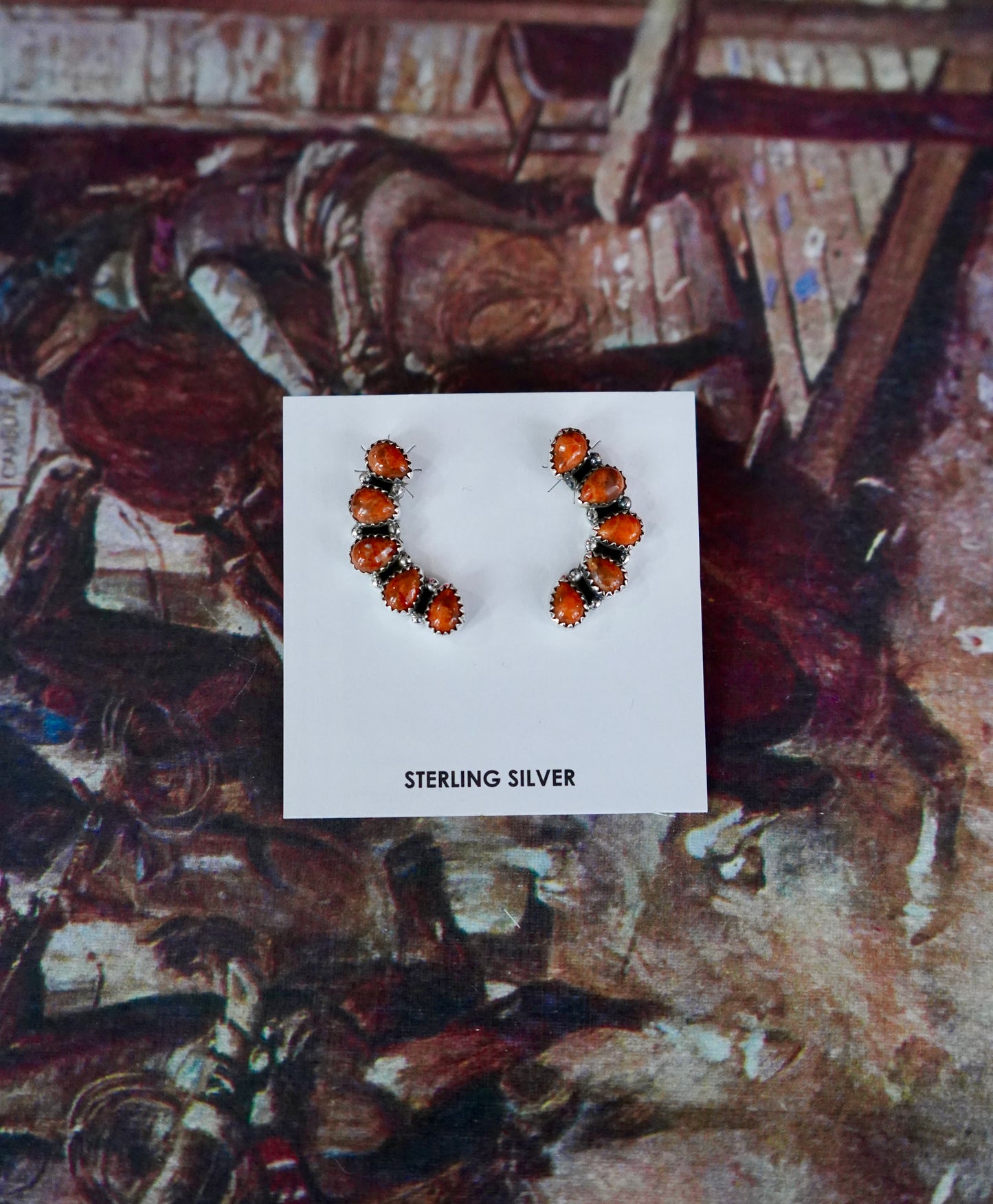 5 Stone Drop Stud Earrings
