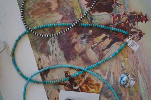 Kingman Turquoise Beaded Necklace - 18”