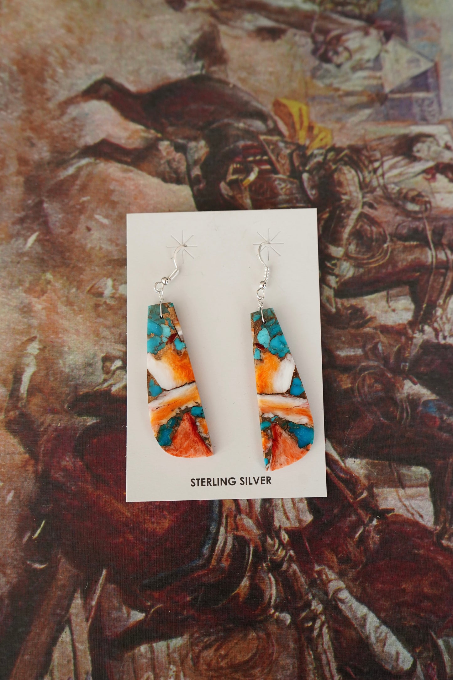 Turquoise Slab Fish Hook Earrings