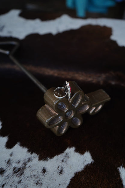 Pink Dahlia Teardrop w/ Beaded Border Ring - Sz 6