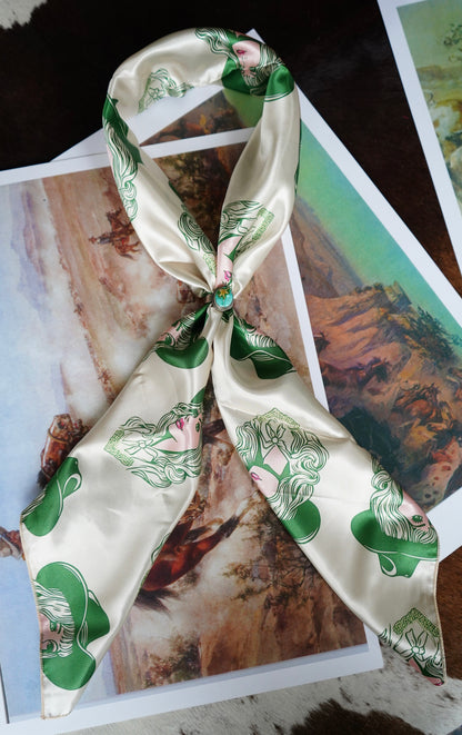 Olive Cowgal Portrait Wild Rag