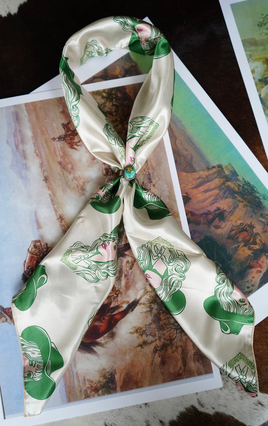 Olive Cowgal Portrait Wild Rag