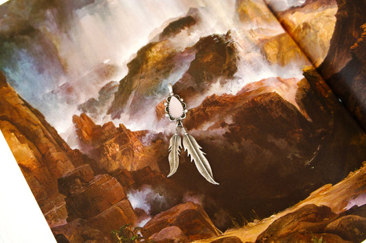 Mother of Pearl Pendant Silver Feather Dangles