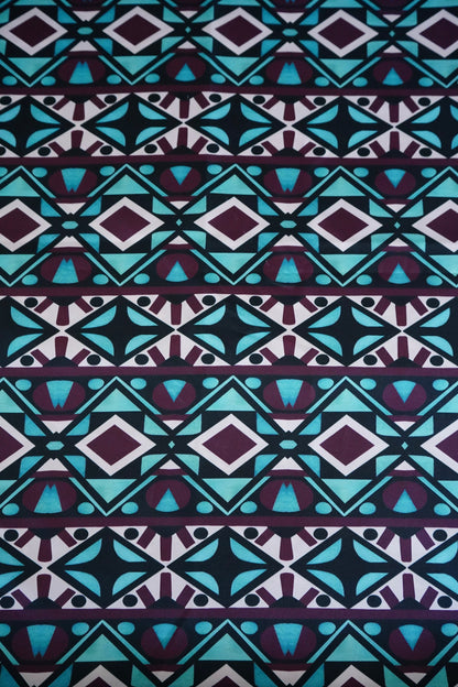 Small Black, Turquoise, & Maroon Aztec Wild Rag