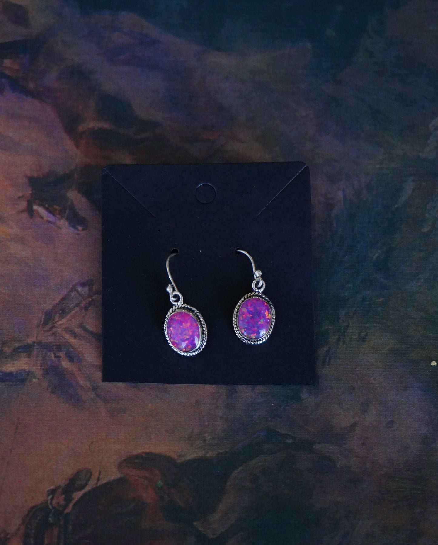 Hot Pink Opal Fish Hook Earrings