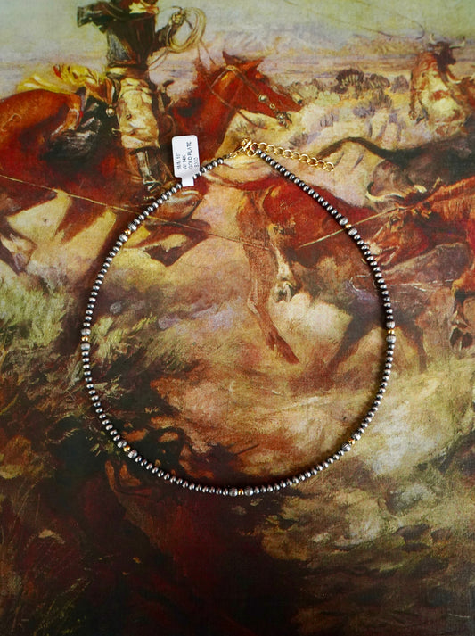 Handstrung w/ 14k Gold Plated Pearls & Chain Necklace - 3mm 16”