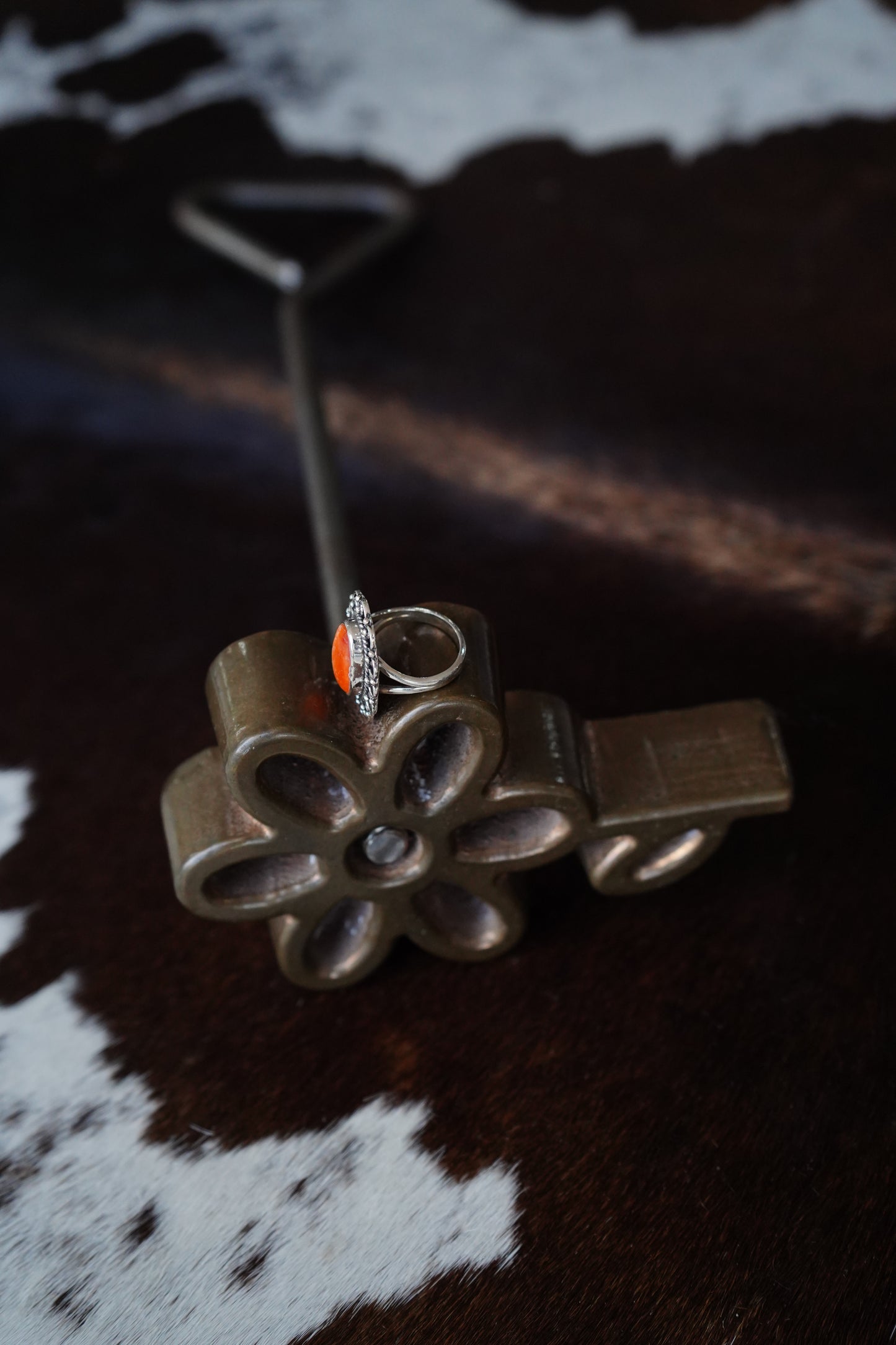 Orange Spiny Flower Ring - Sz 7