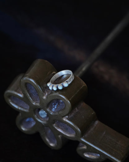 Turquoise Cluster w/ Stamped Band Rings