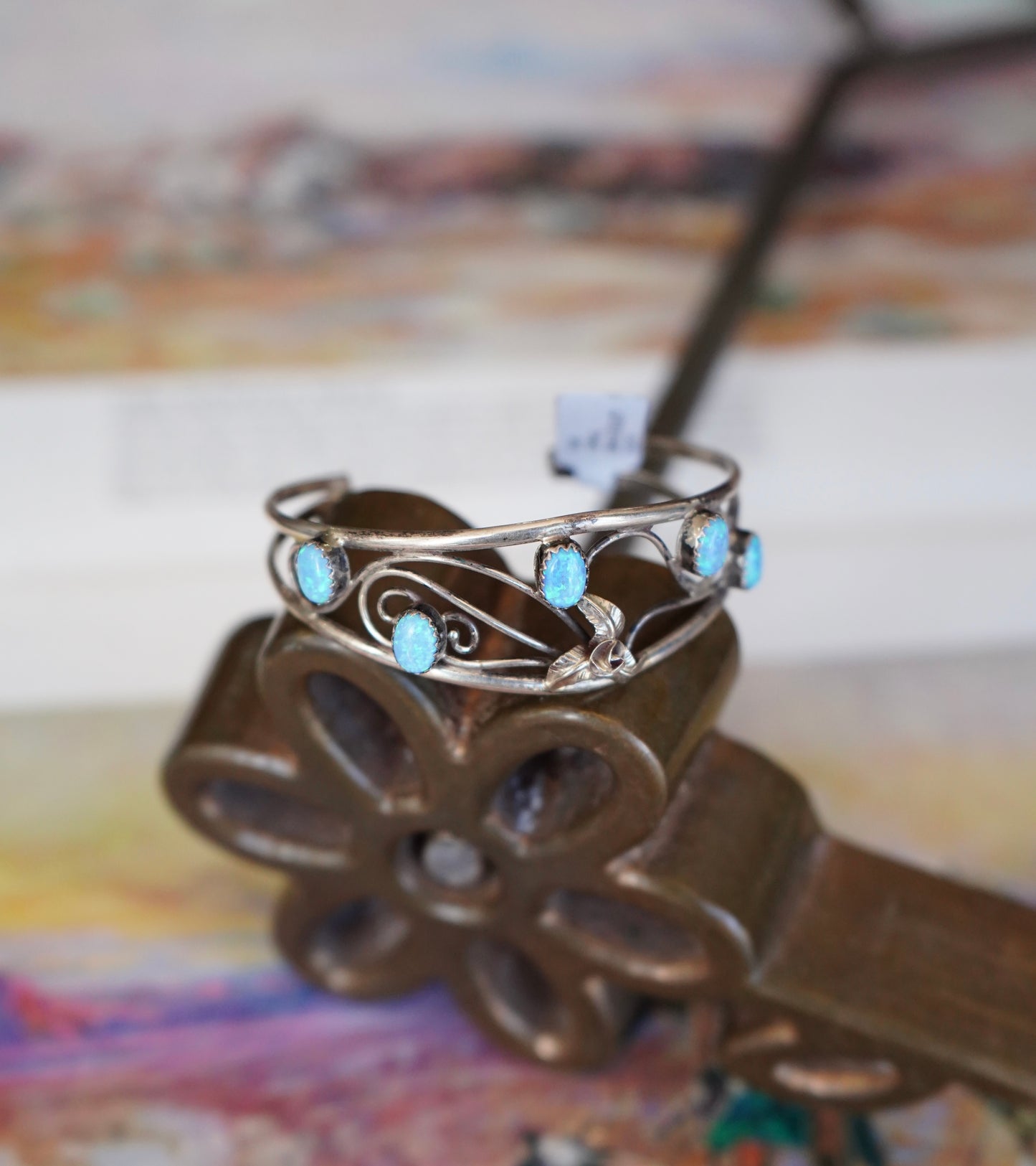 Caroline Nez 5 Stone Blue Opal Cuff