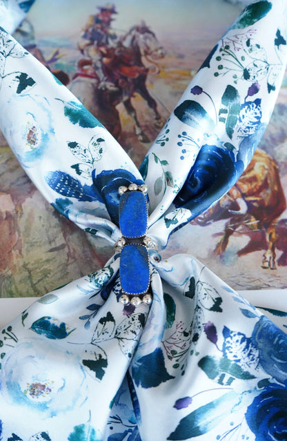 Navy Feather Floral Wild Rag