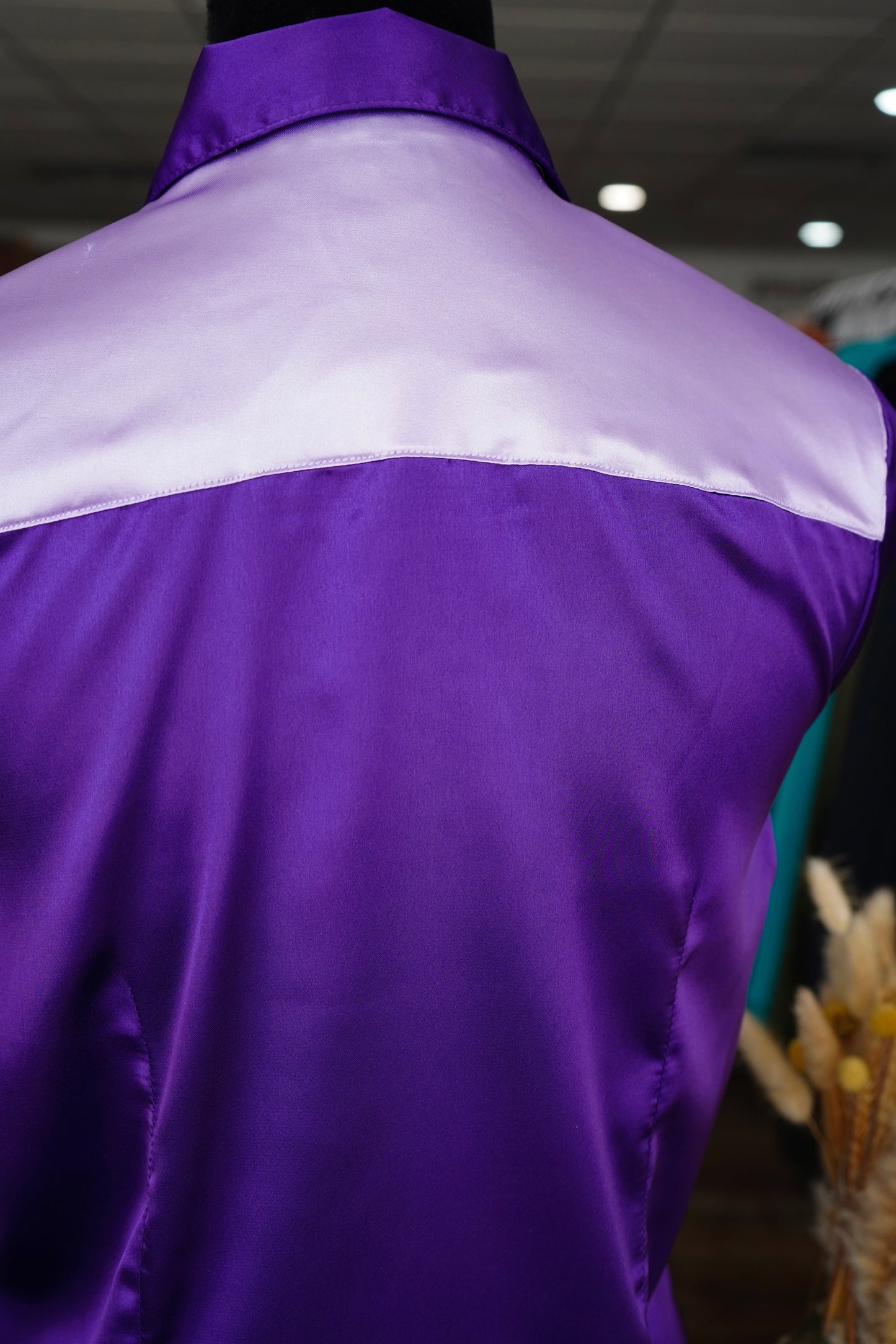 3XL - Purple Satin w/ Lavender Button Down