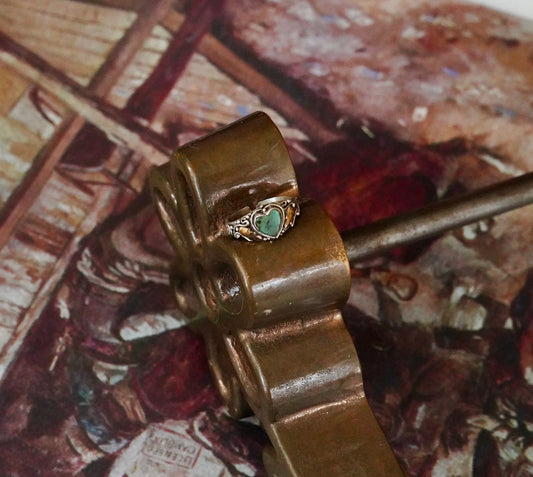 Vintage Turquoise Heart Ring - Adj