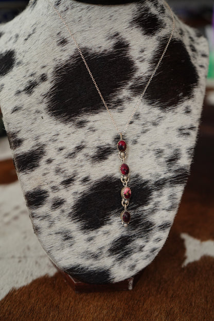 Vertical 4 Stone Rose Dahlia Pendant