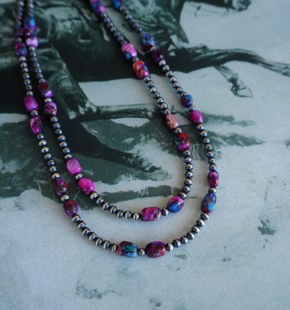 Sterling Silver Pearls w/ Pink Dahlia Necklace - 18”