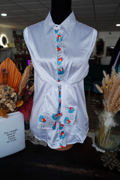 L - White w/ Dumpster Fire Button Down