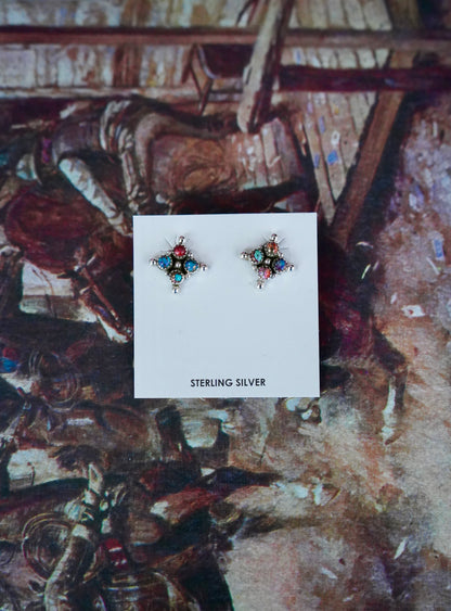 4 Stone Square Cluster Stud