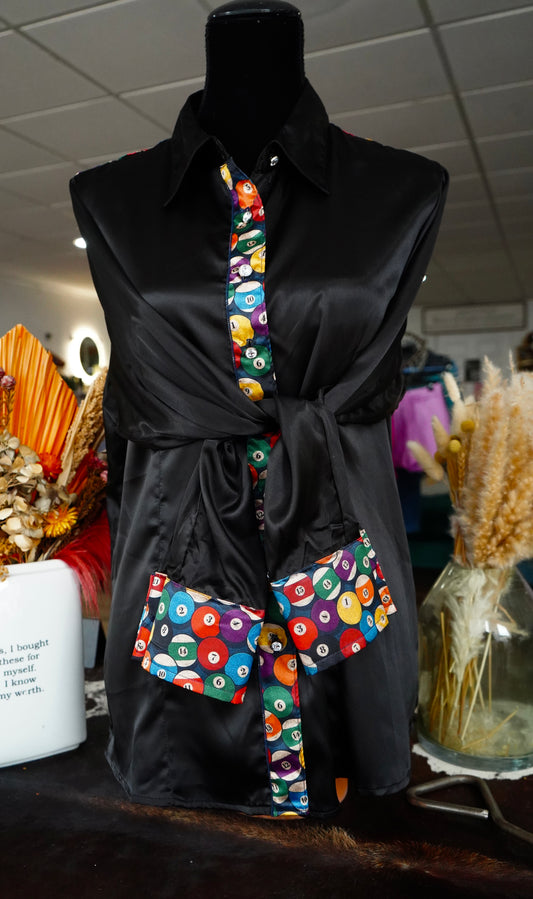 3XL - Billiard Balls on Black Button Down