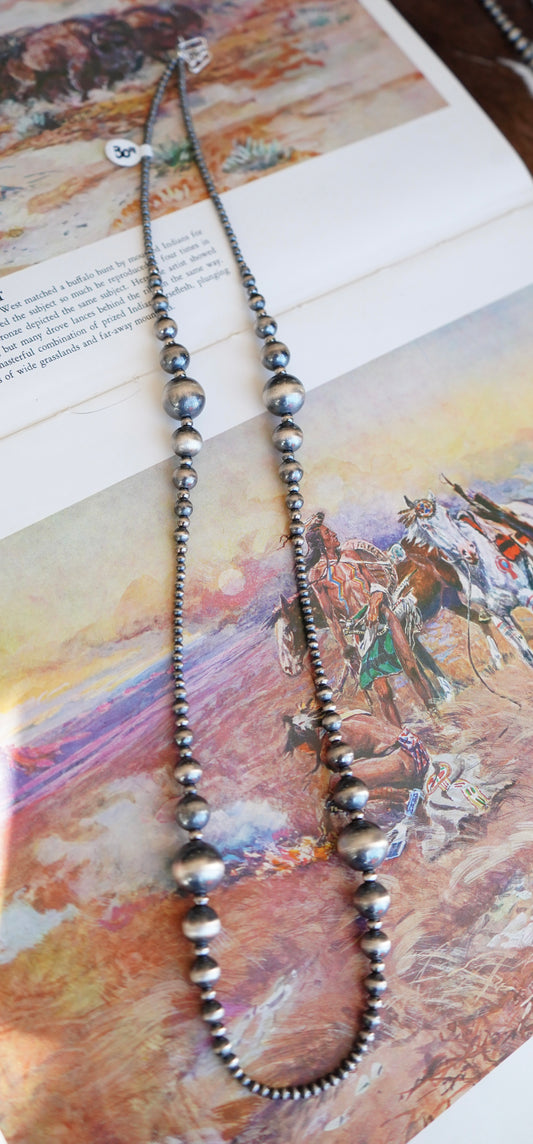 Graduated Sterling Silver Pearl Necklace - 30”