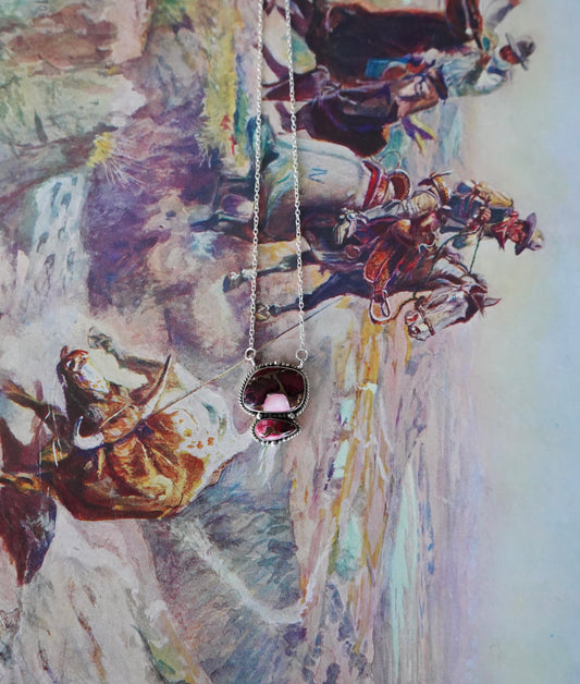 Rose Dahlia Bar w/ Teardrop Accent Necklace