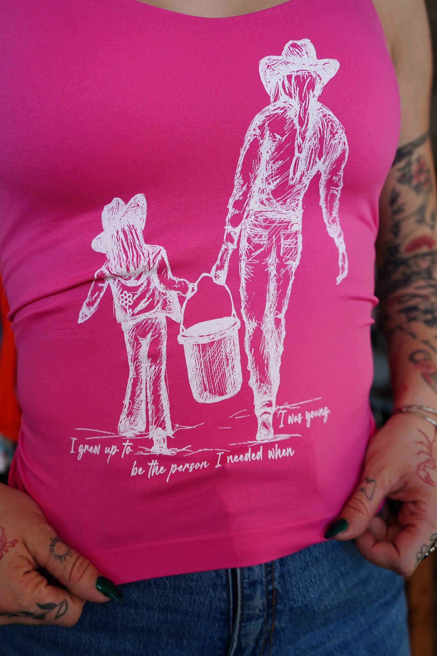 Grew Up - Hot Pink Seamless Tank Top
