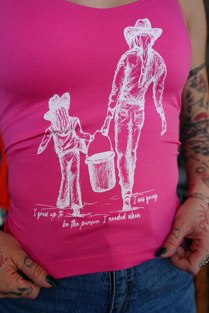 Grew Up - Hot Pink Seamless Tank Top