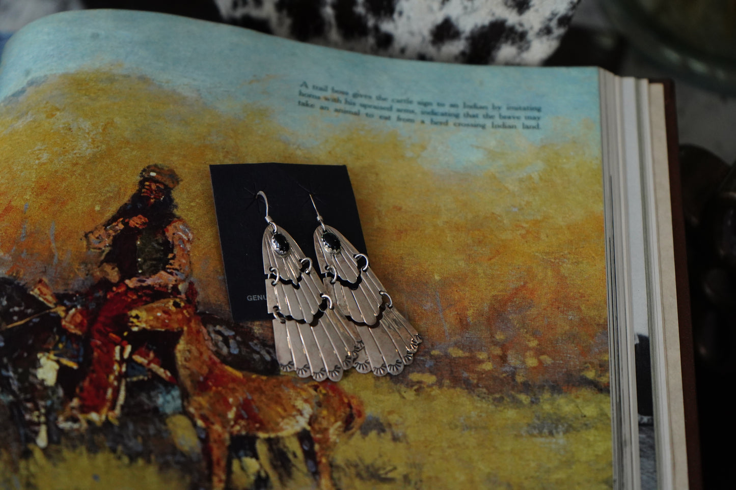 Vintage Black Onyx Broken Silver Fish Hook Earrings
