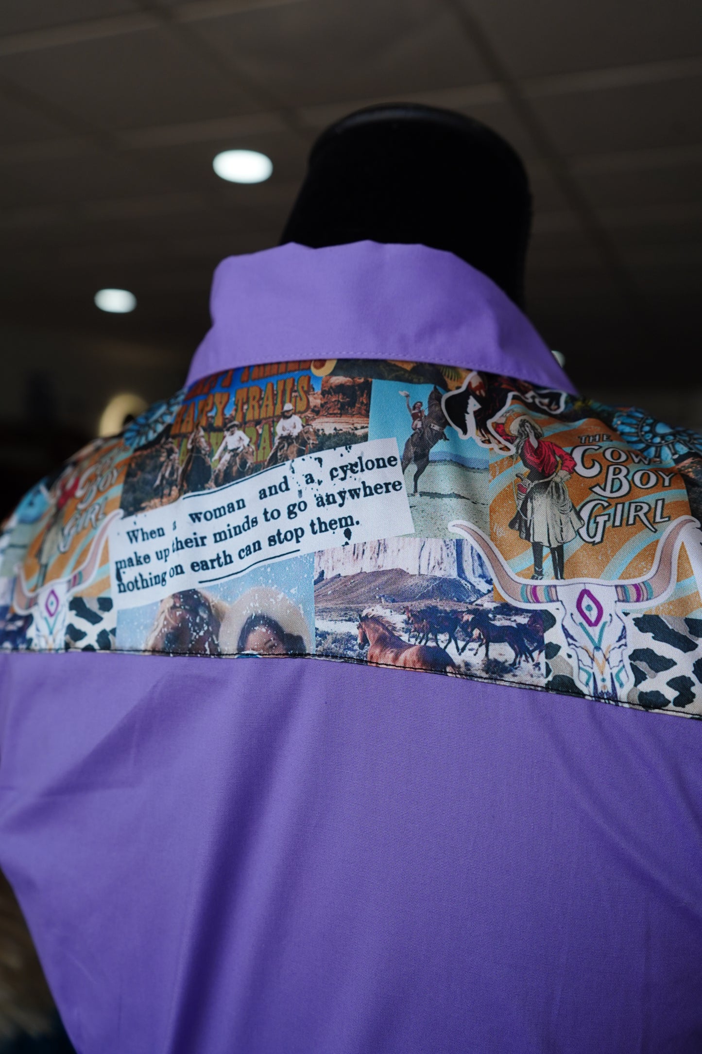 S - Calamity Jane on Lavender Cotton Button Down