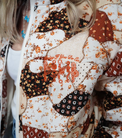 Daisy Spade Brown Patchwork Puff Jacket