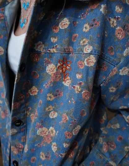 Daisy Floral Denim Button Down