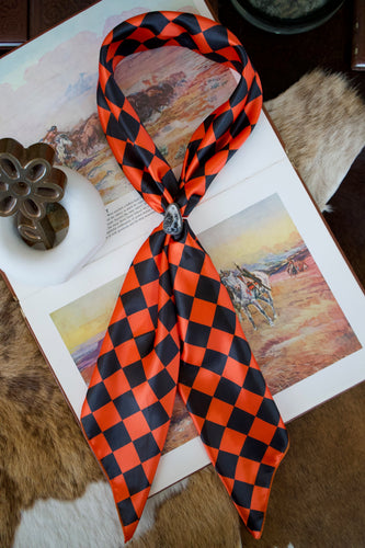 Black & Orange Checkered Wild Rag