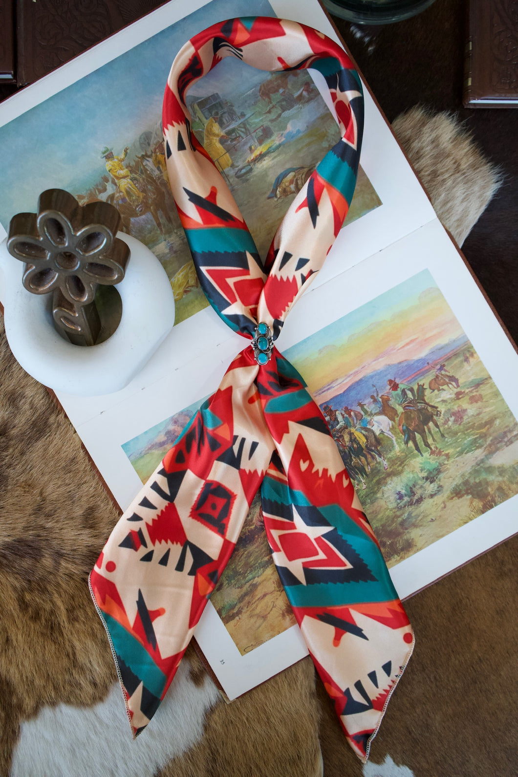 Red & Teal Tribal Wild Rag