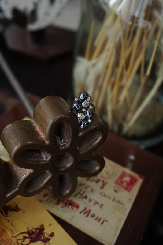 Vintage Four Stone Hematite Ring - Sz 6.75