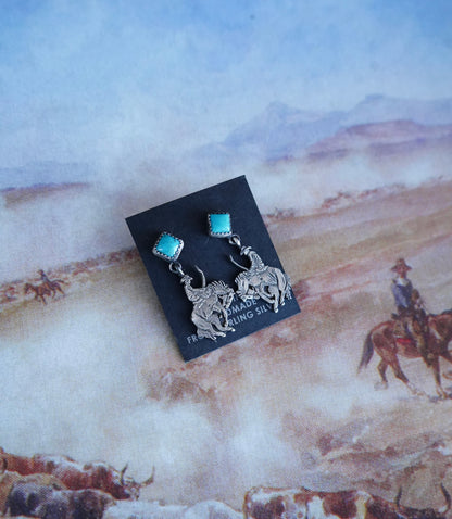 Annie Spencer Turquoise Bucking Horse Stud Earrings
