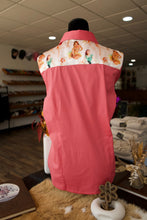 Load image into Gallery viewer, XL - Hula Girls on Coral Cotton Button Down