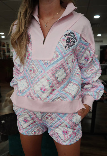 Cowgirls Cry & Daisy Script Pink Quilted Set