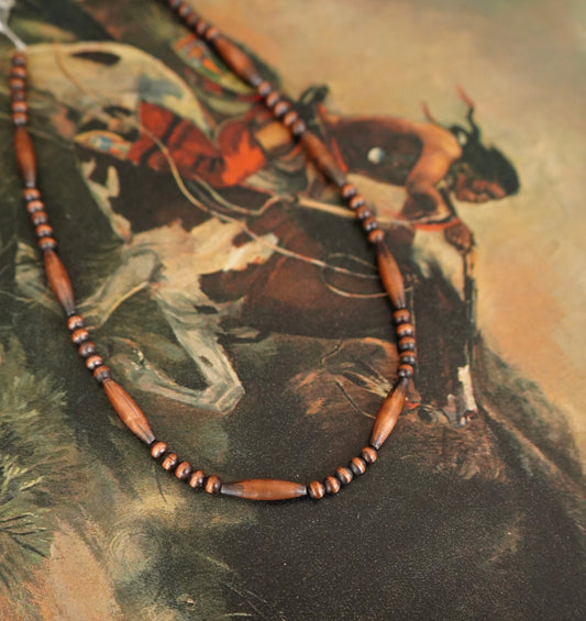 4mm & Torpedo Copper Pearl Necklace - 16”